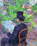  Henri  Toulouse-Lautrec Desire Dihau Reading a Newspaper in the Garden Norge oil painting reproduction